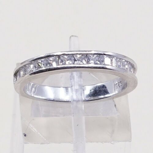 Sz 6.25, Vtg Sterling silver ring, 925 silver statement band w/ cz