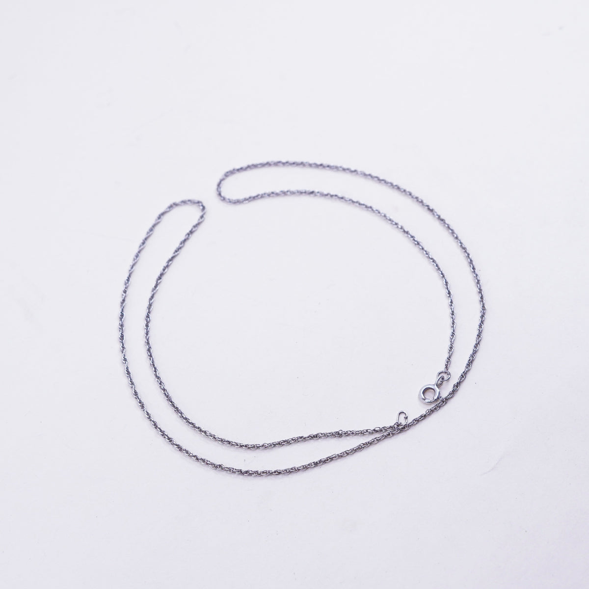 20” 1mm, vintage sterling silver necklace, 925 Singapore rope chain