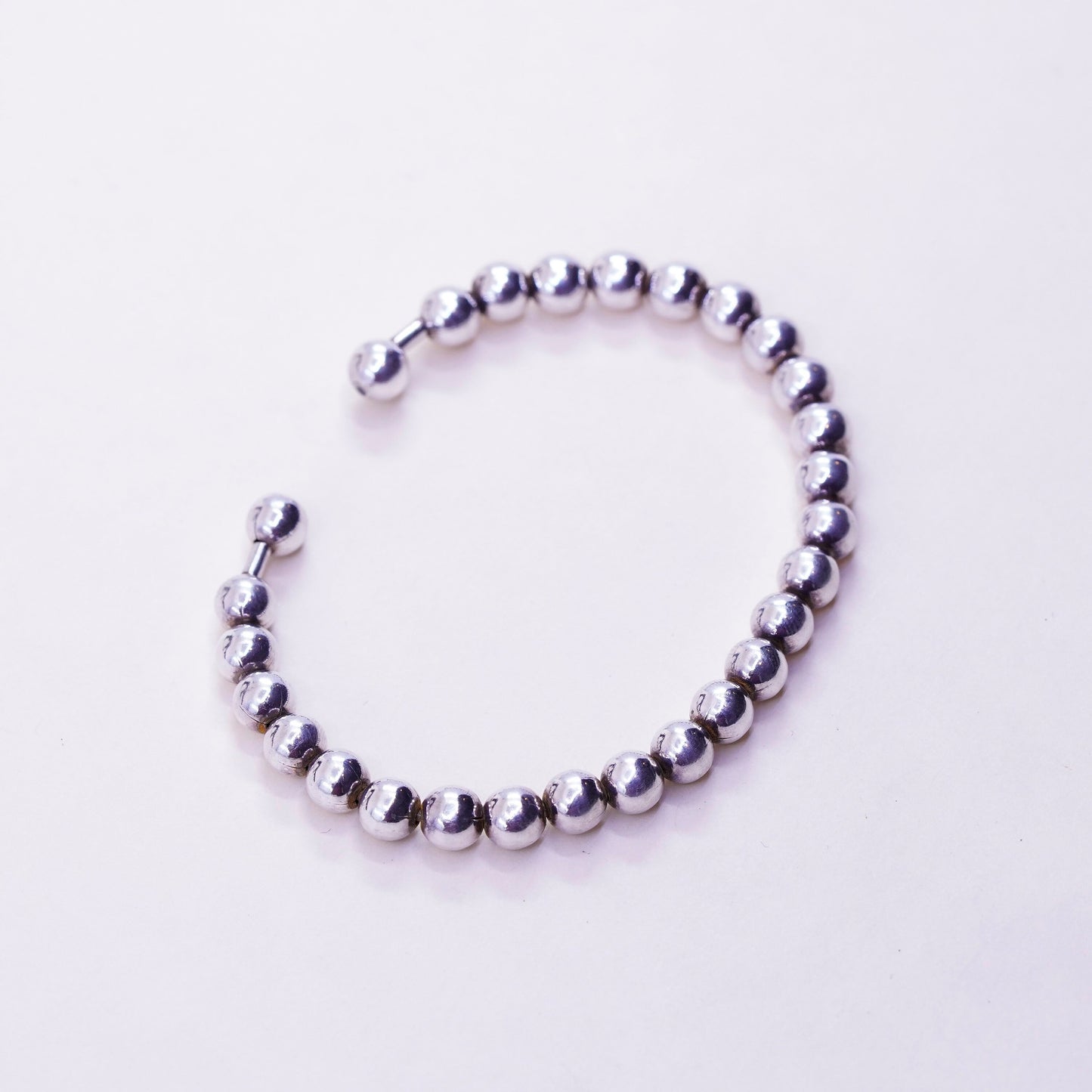 6.75”, vintage sterling silver contemporary handmade bracelet, 925 cuff beads