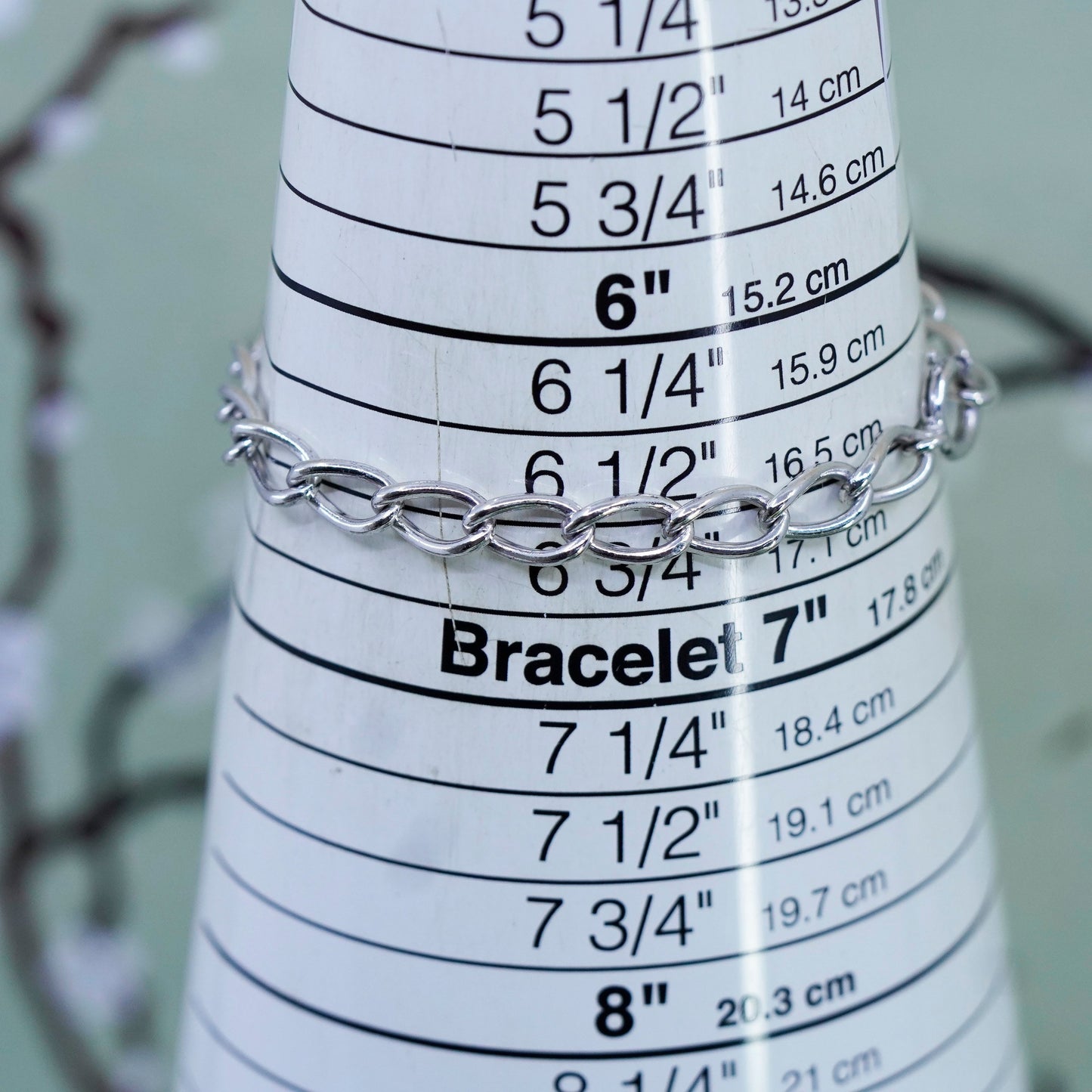 6.5”, 7mm, Vintage sterling 925 silver twisted curb bracelet