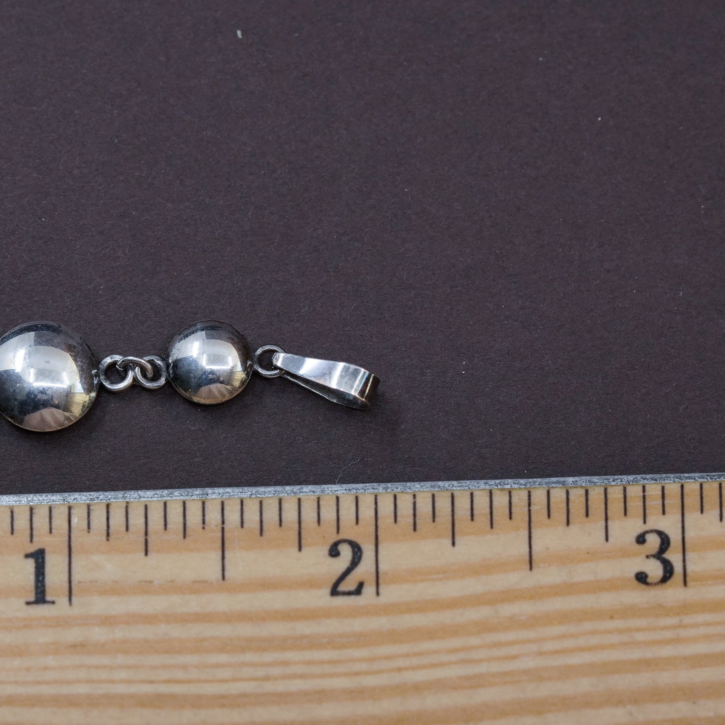 Vintage Sterling silver pendant, modern 950 puffy circle