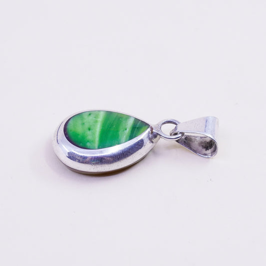 handmade sterling silver pendant, Mexico 925 double teardrop agate smoky quartz