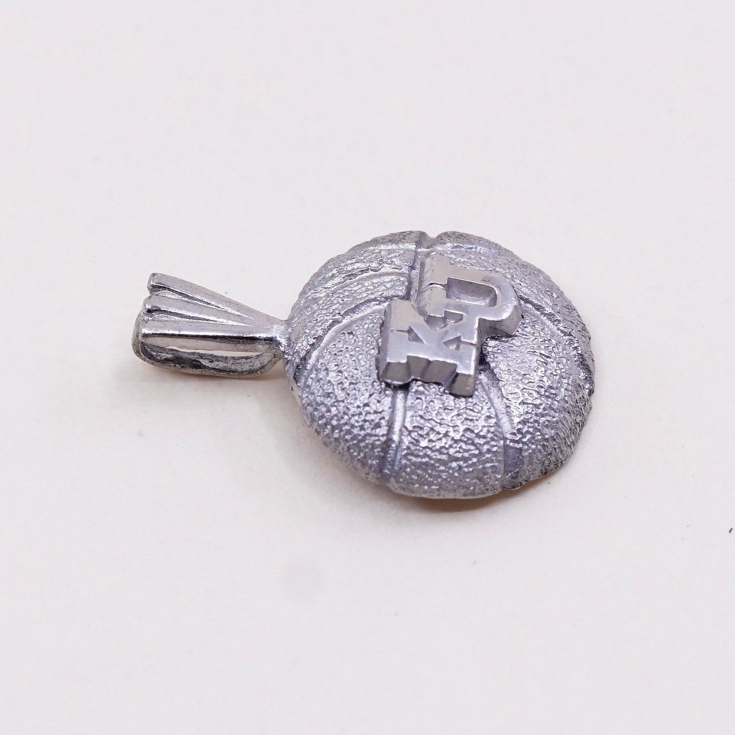 Vintage Sterling silver handmade pendant, 925 basketball monogram initial “KU”