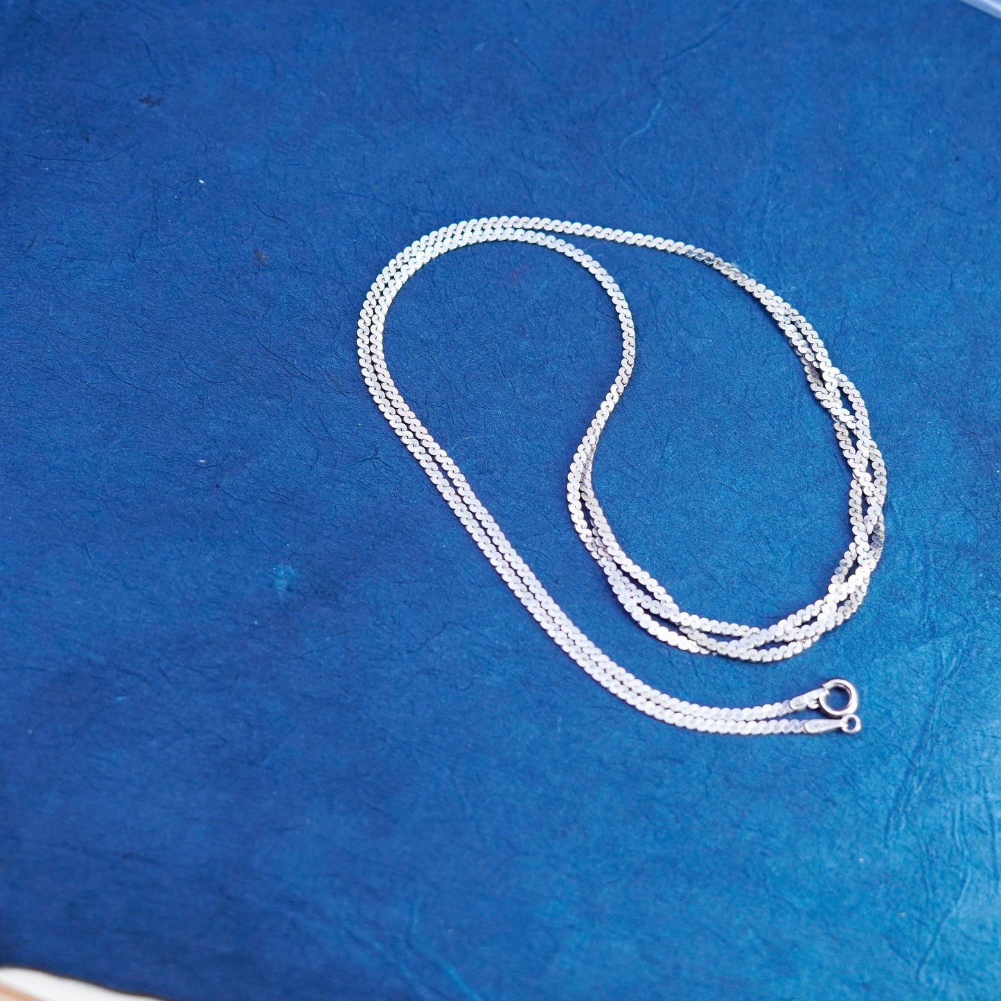 18”, 1.6mm, vintage Sterling silver handmade necklace, 925 woven s link chain