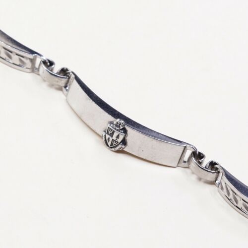 6.5”, Vtg Italy Sterling 925 Silver Handmade Bar Chain Bracelet w/ Tag