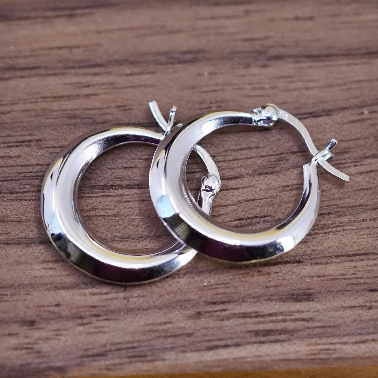 0.75”, Vintage Sterling silver handmade earrings, maxico 925 hoops
