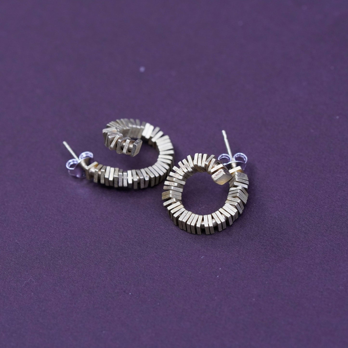 0.5”, vermeil gold over Sterling silver handmade cluster earrings, 925 huggie