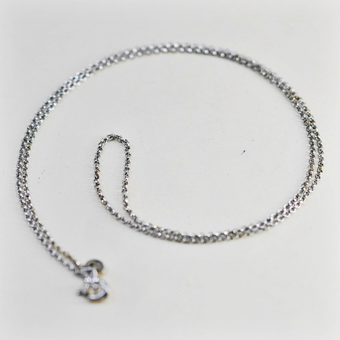 18”, 1mm, Vintage sterling silver circle chain, 925 necklace