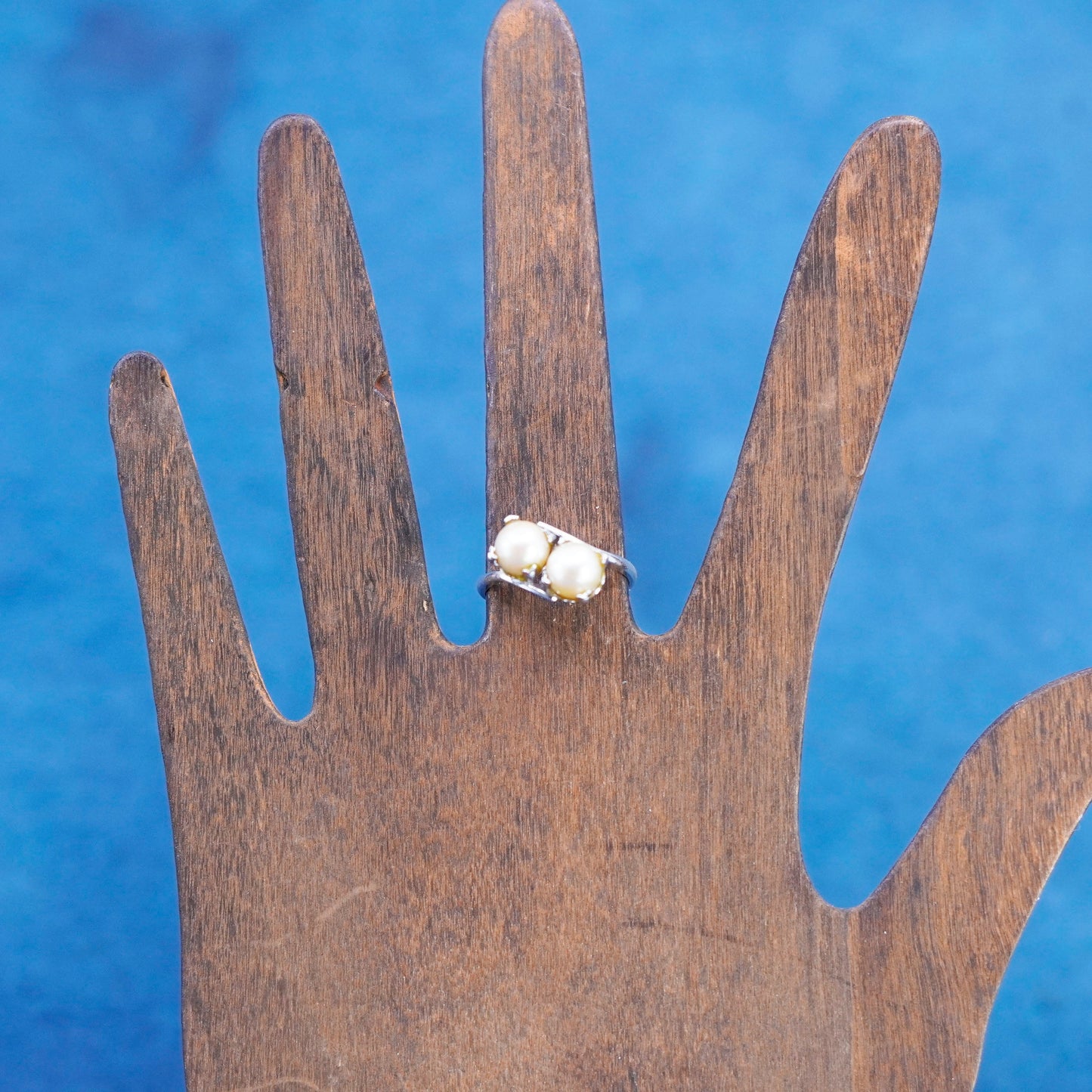 Size 6.5, vermeil gold filled Sterling silver engagement ring 925 band w/ pearl