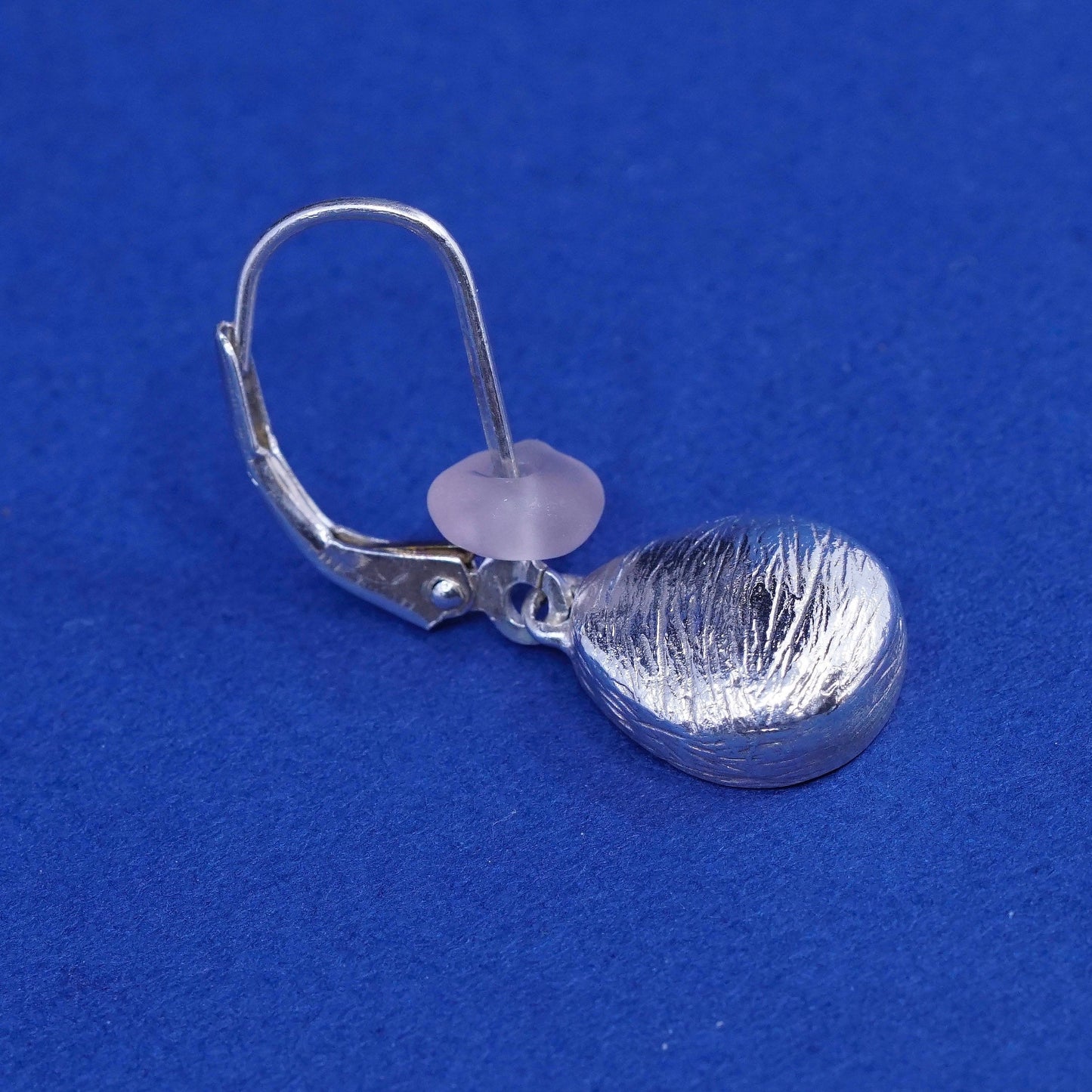 Vintage sterling silver handmade earrings, 925 teardrop drops and pink topaz