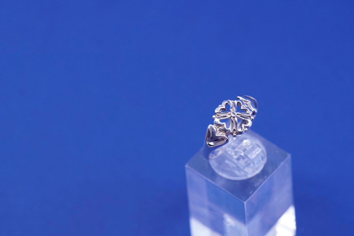 Size 6.5, vintage sterling silver handmade ring, 925 filigree heart band