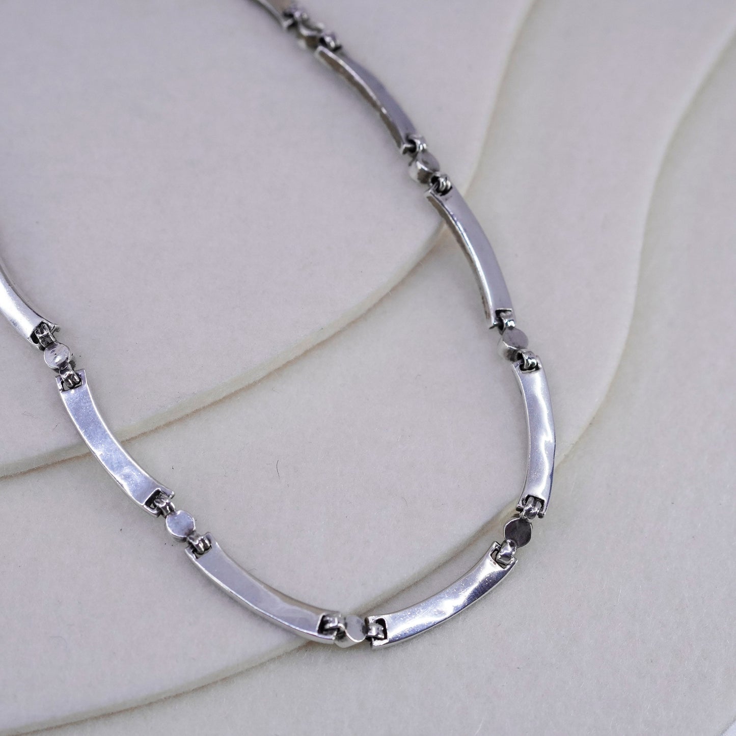 16+1.5”, Judith Jack Sterling 925 silver bar chain tennis necklace Marcasite