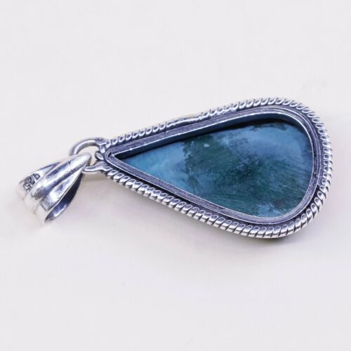 VTG Mexico sterling 925 silver handmade slide pendant W/ Teardrop malachite
