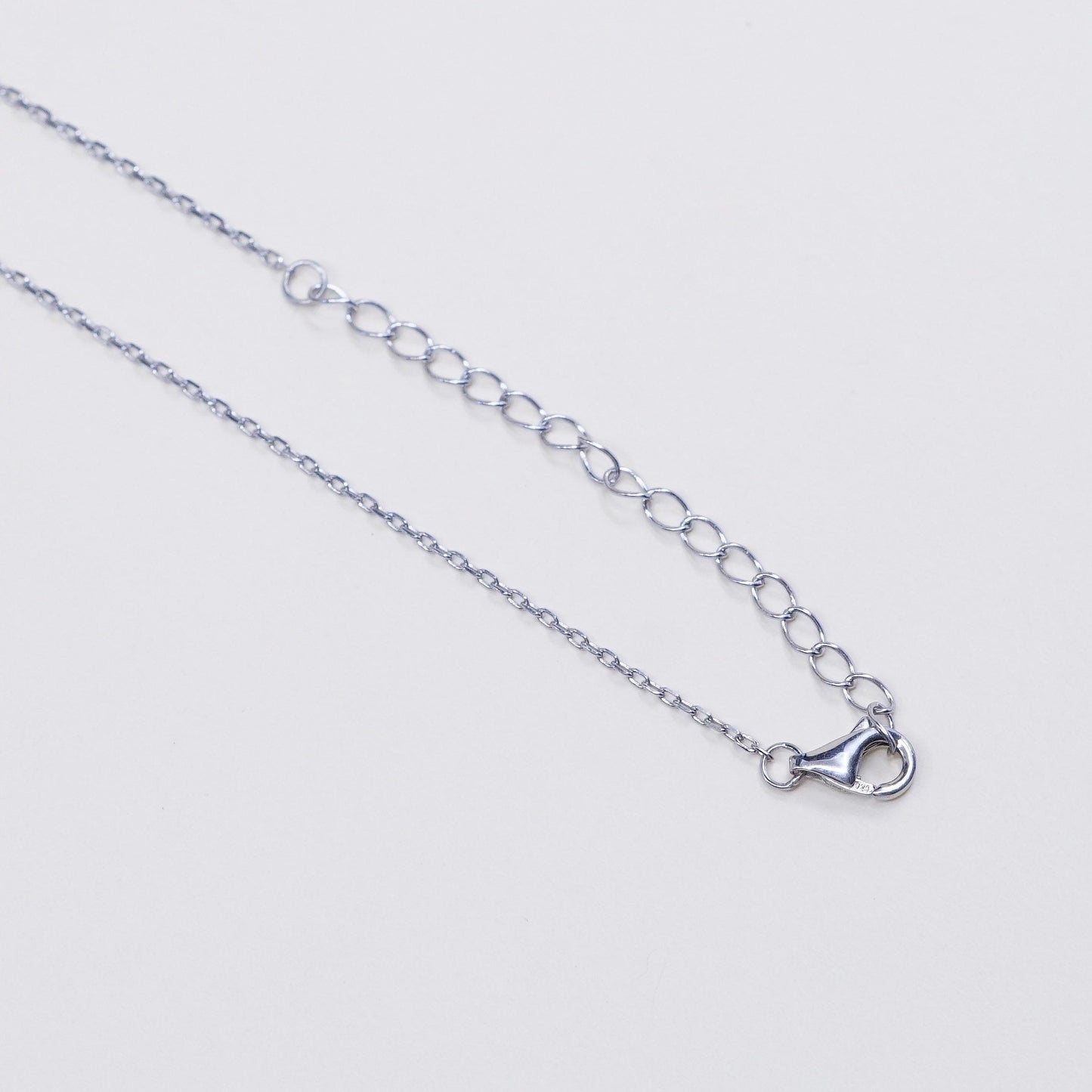 16”+2”, 1mm, Vintage sterling silver circle link chain, Italy 925 necklace