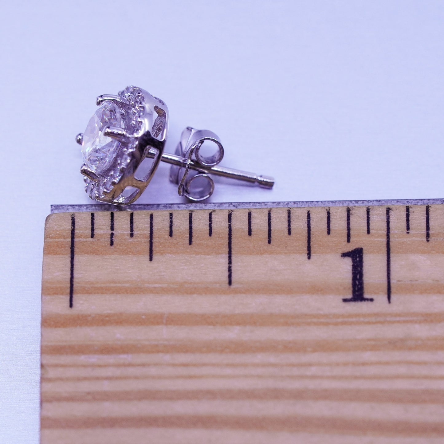 Vintage Sterling 925 silver earrings, studs with cz inlay