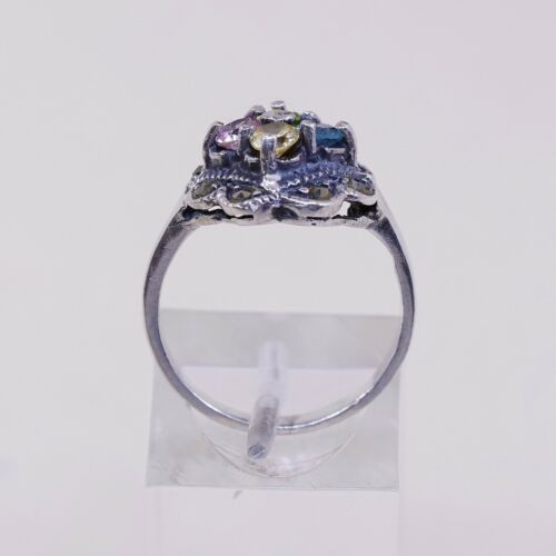 Sz 7, Sterling Silver handmade Ring, 925 W/ citrine Topaz n marcasite