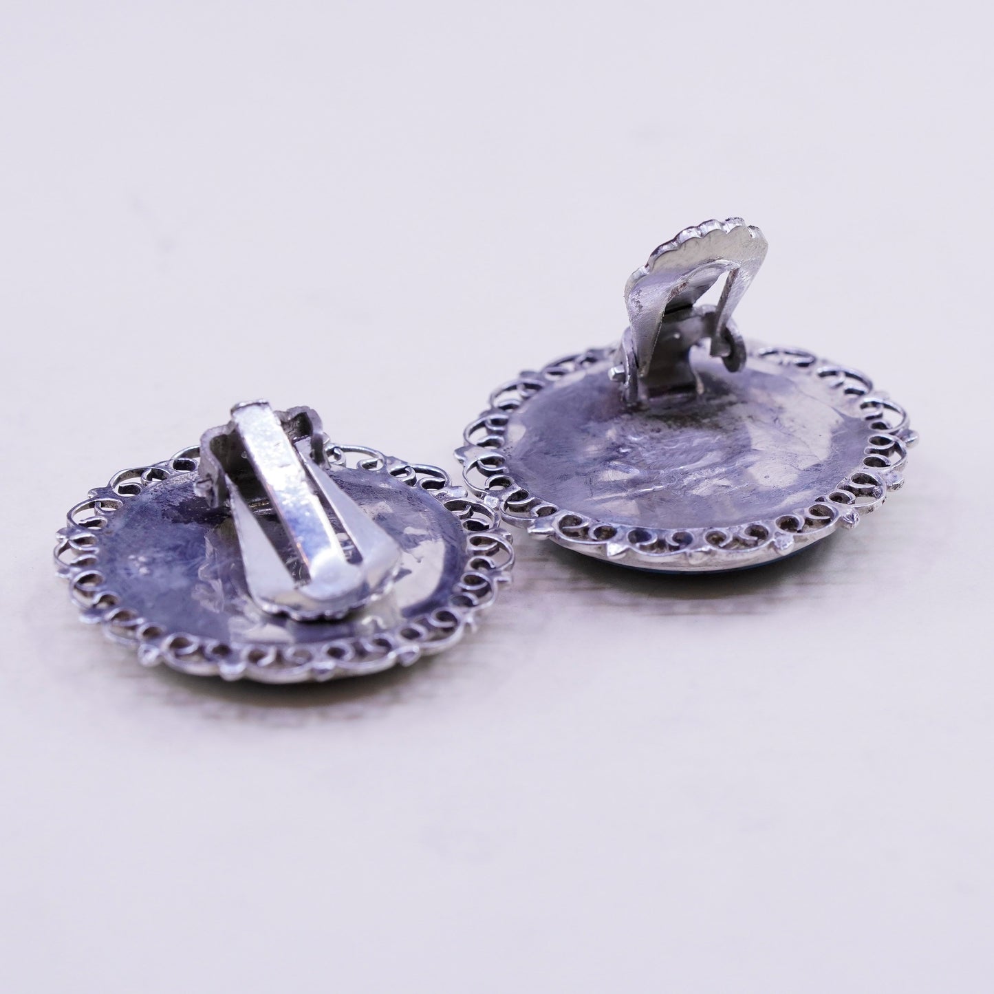 Vintage Plato 925 Sterling and turquoise drops earrings, clip on earrings