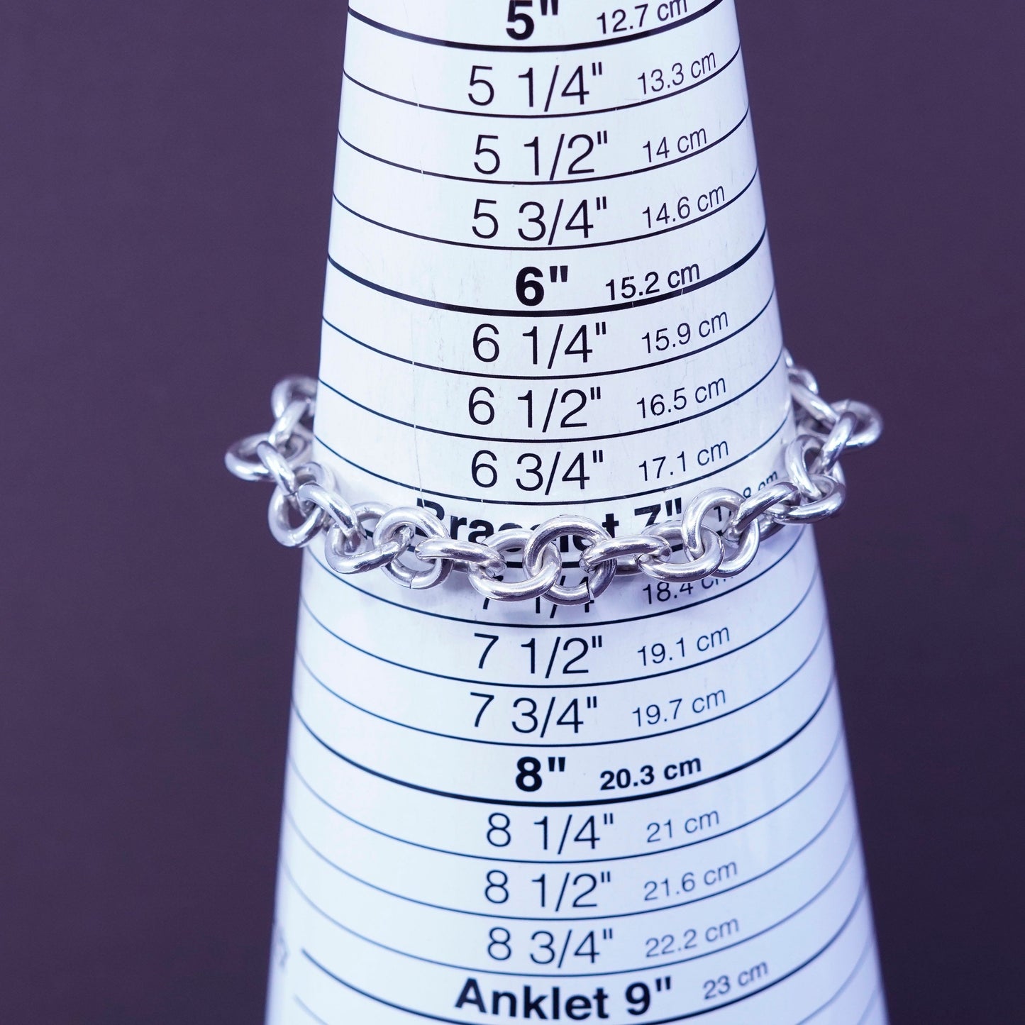 7”, Sterling silver handmade bracelet, 925 bold circle chain with star charm
