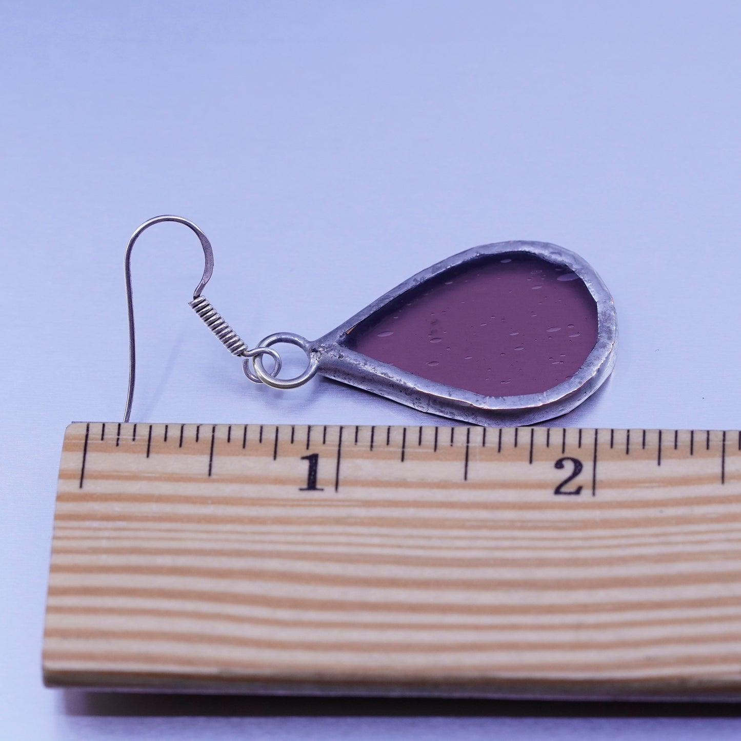 Vintage Sterling 925 silver earrings with teardrop glass, stamped 925 on hooks