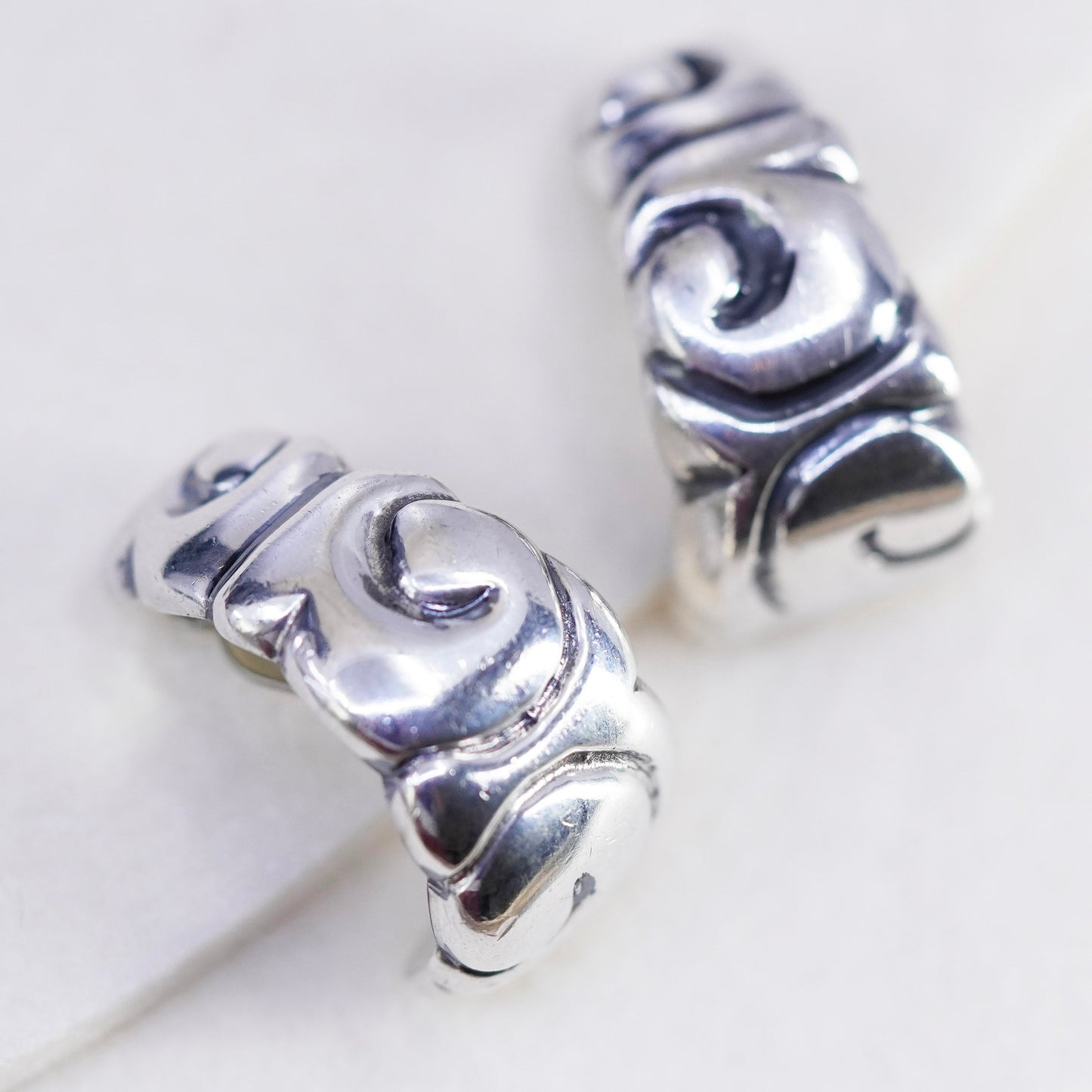 Vintage Zina Sterling silver handmade clip on earrings, 925 cross earrings