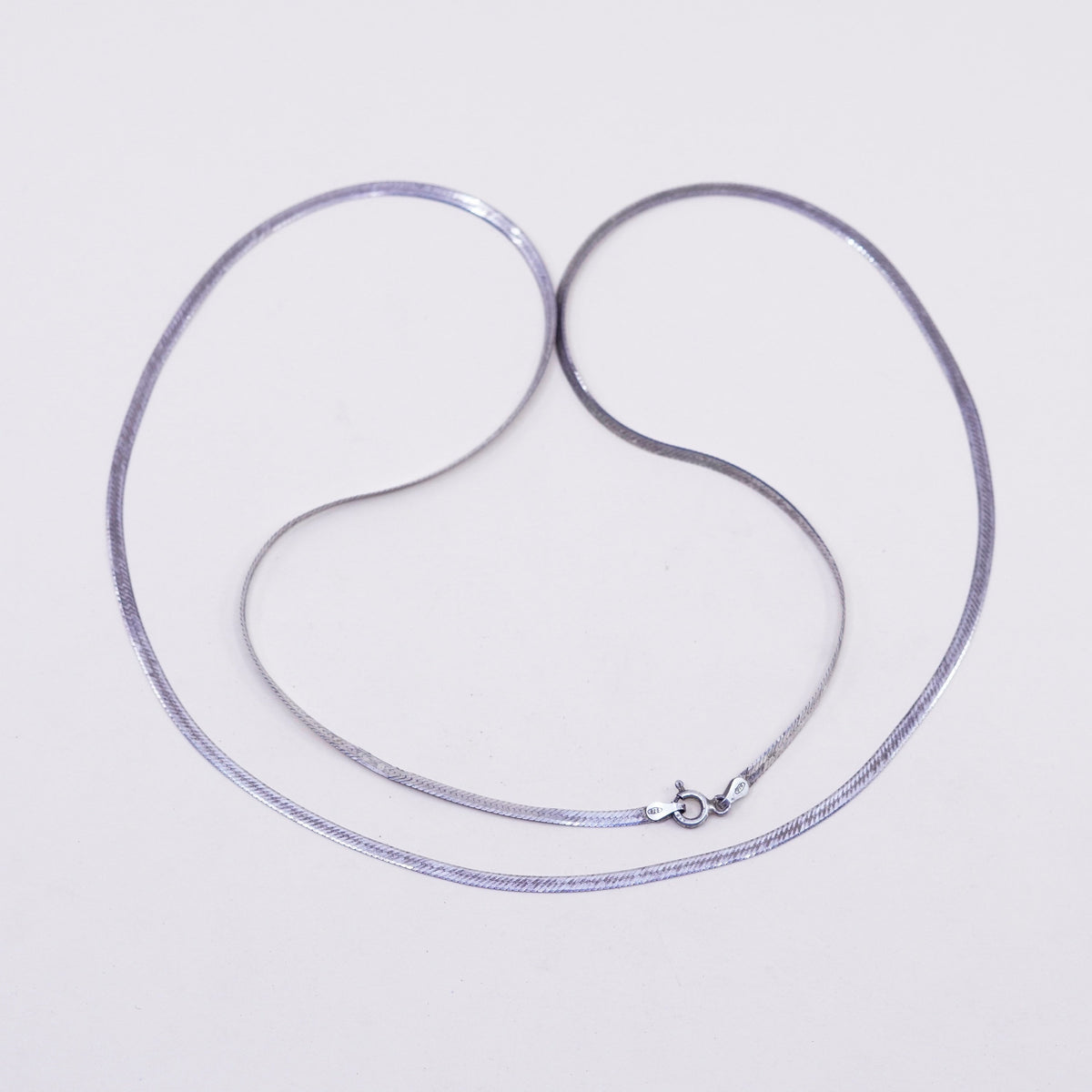 29”, 3mm, Vintage sterling silver necklace, Italy 925 herringbone chain