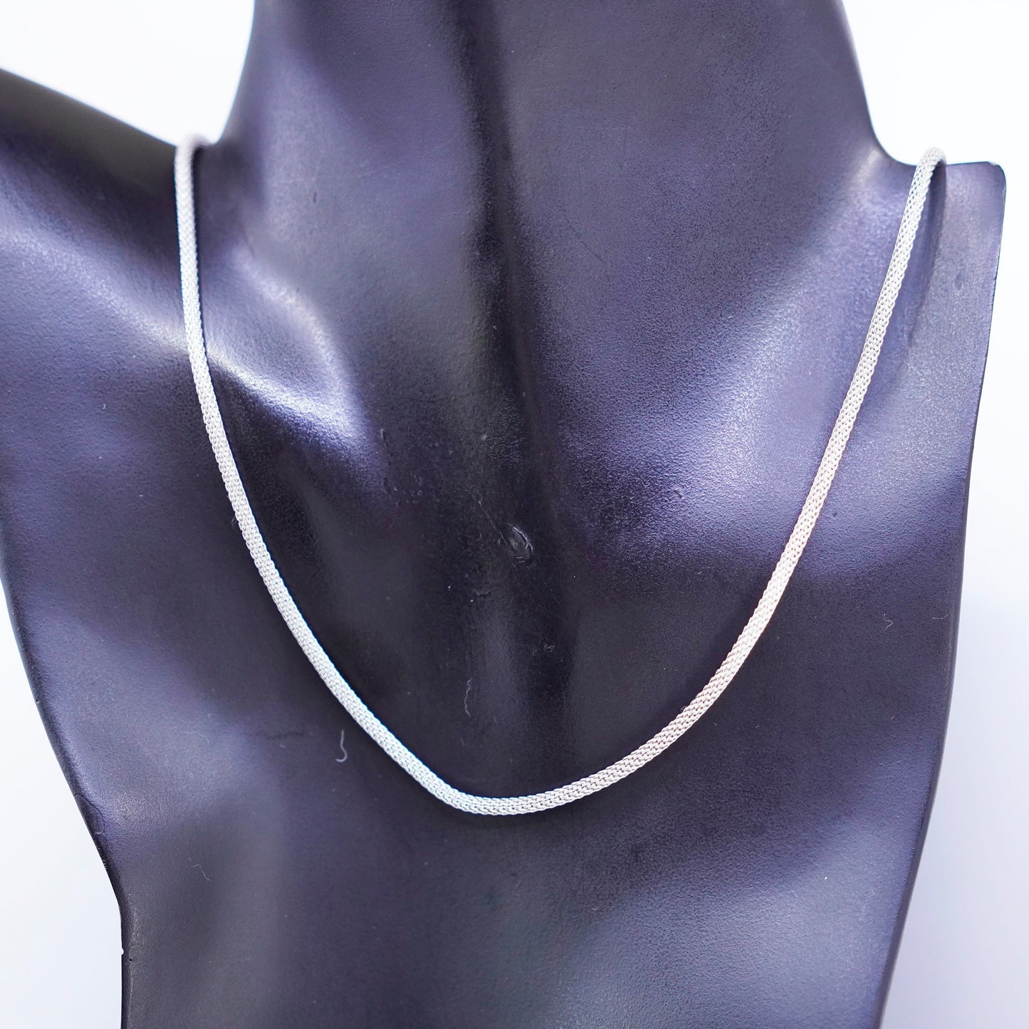 18” 3mm,, vintage Sterling 925 silver handmade mesh chain necklace