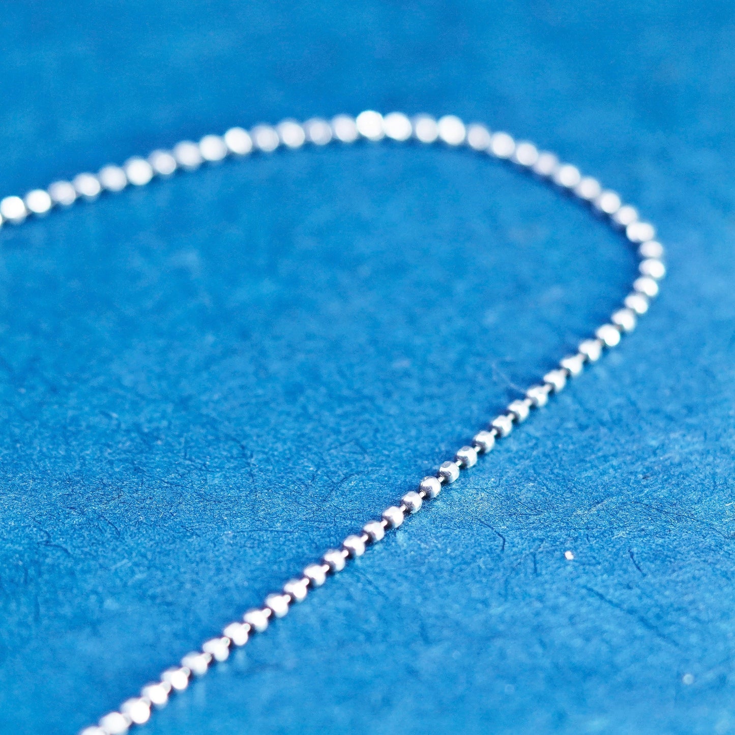 18”, 1mm, vintage Sterling silver handmade necklace, 925 beads chain