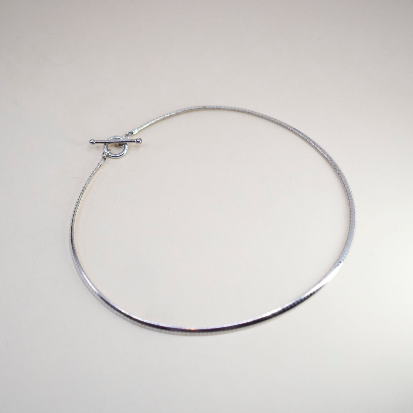 19”, Vintage Italian made sterling silver omega chain, bold 925 silver necklace