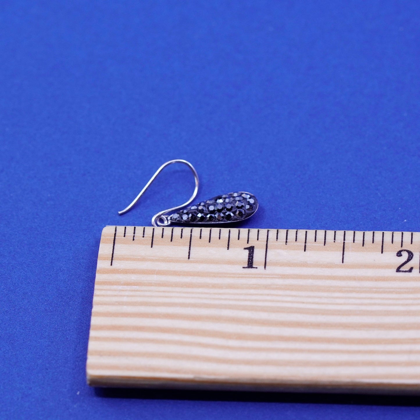 Vintage sterling 925 silver handmade teardrop earrings with cluster Cz