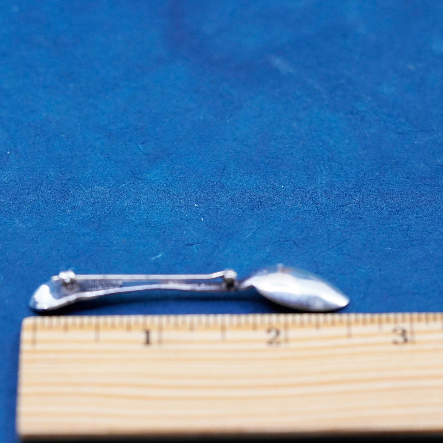 Vintage modern Victorian sterling silver handmade brooch, solid 925 mini spoon