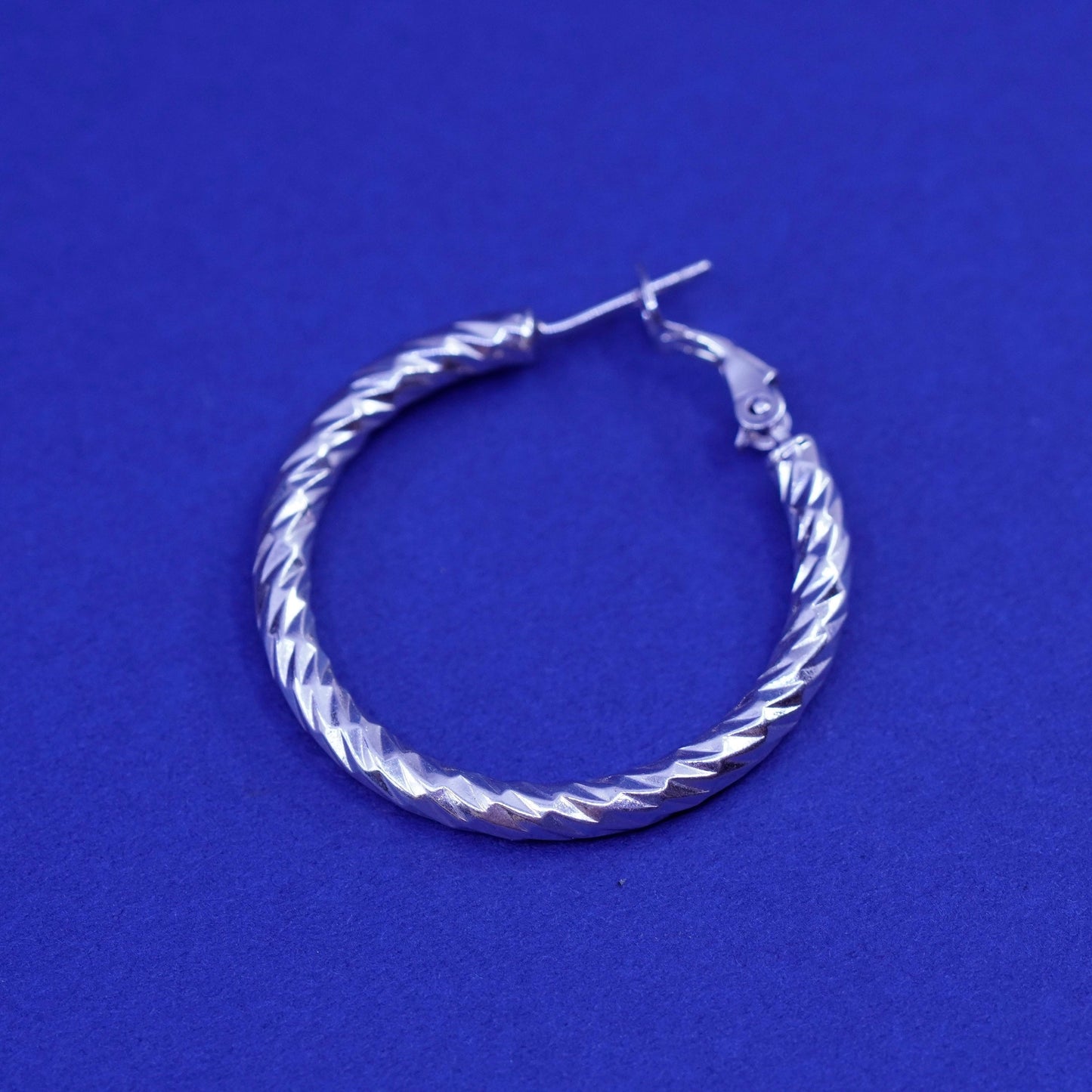 1.25”, vintage Sterling silver handmade earrings, 925 twisted hoops