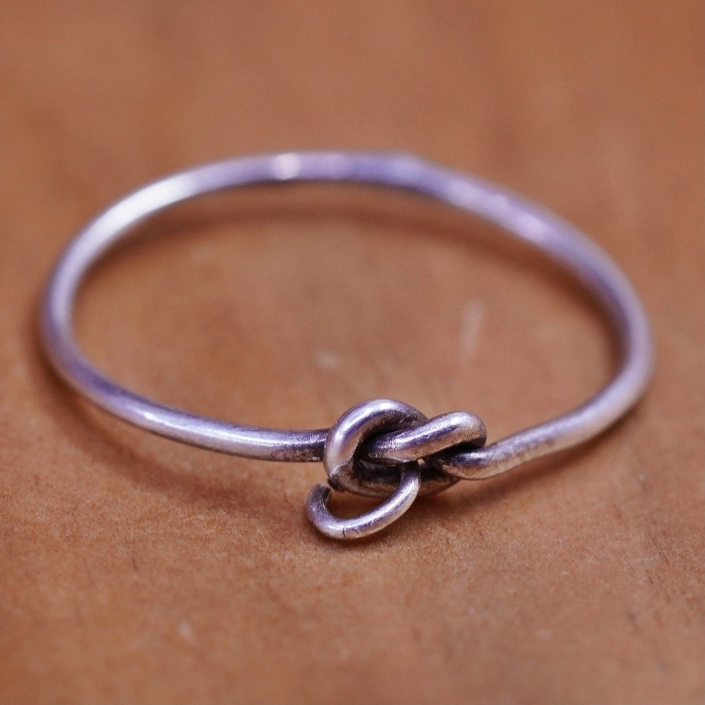 Size 6, vintage Sterling silver handmade knot ring, 925 wired band