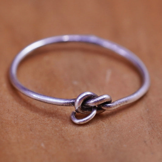 Size 6, vintage Sterling silver handmade knot ring, 925 wired band