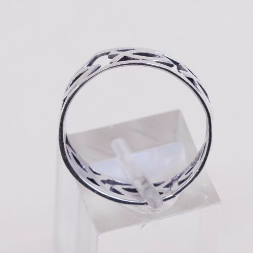 Size 9, Vtg Sterling Silver Handmade Ring 925 Band Fish Cut Out, Stamped 925