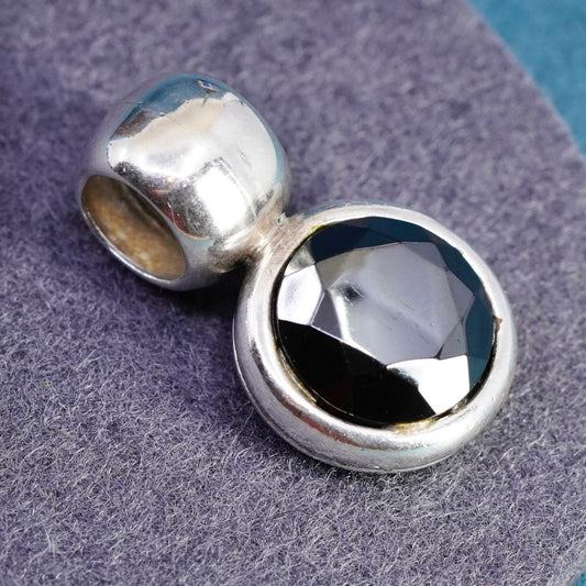 Vintage Sterling 925 silver handmade pendant with round hematite