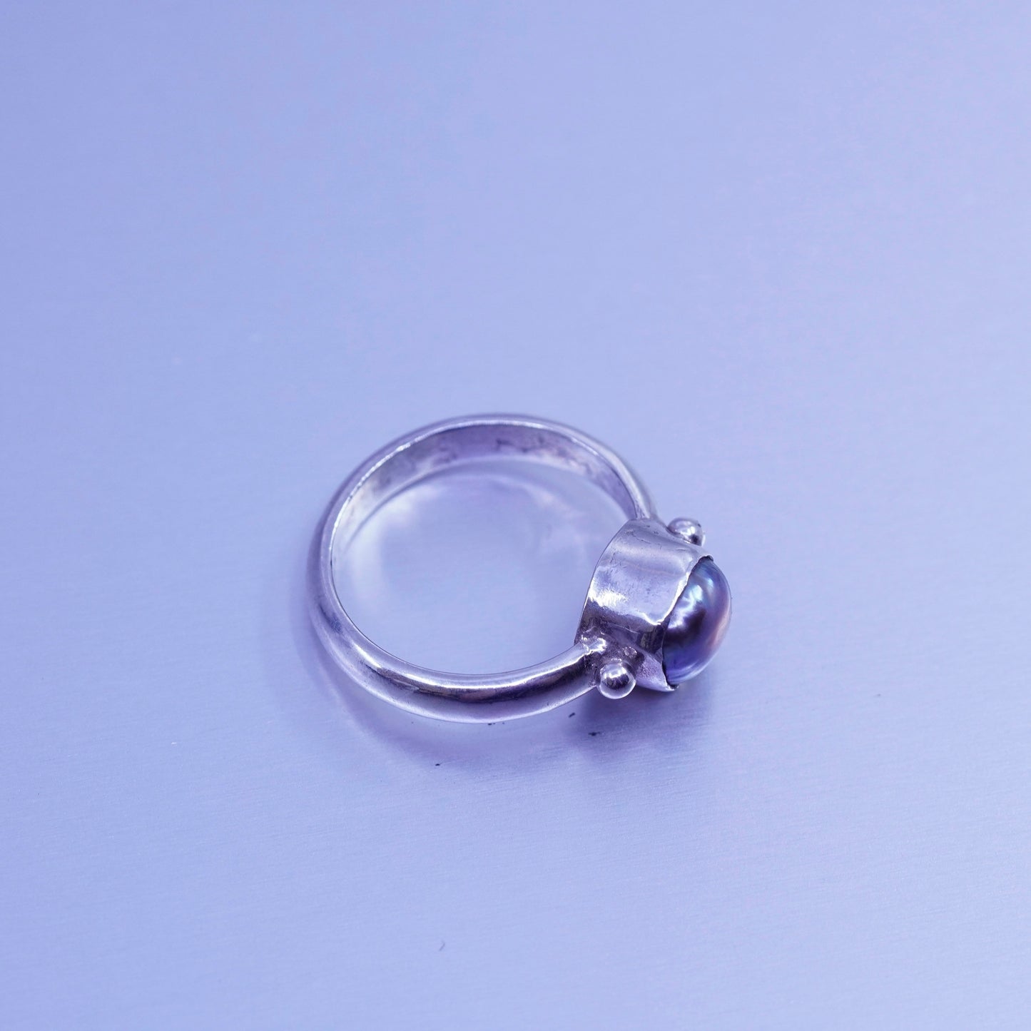 Size 5.75, vintage Sterling 925 silver handmade ring with pearl