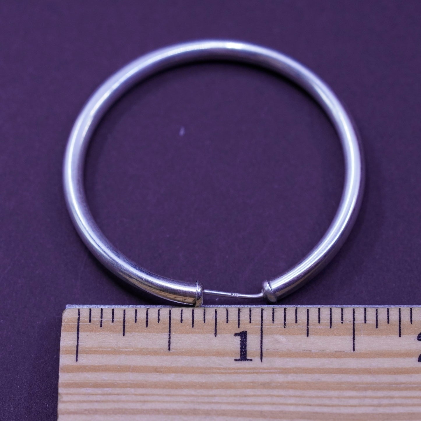 1.5”, vintage Sterling silver handmade earrings, 925 bold hoops
