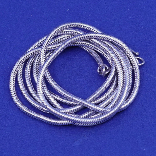 25”, 2mm, vintage Italy Sterling silver handmade necklace, 925 snake chain