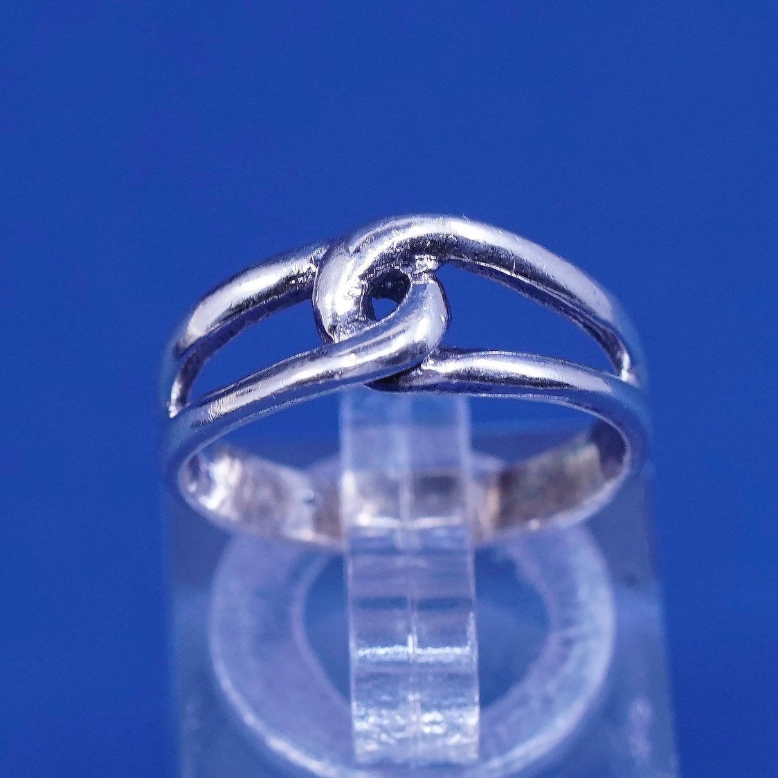 sz 5.75, vtg sterling silver handmade ring, 925 entwined knot band