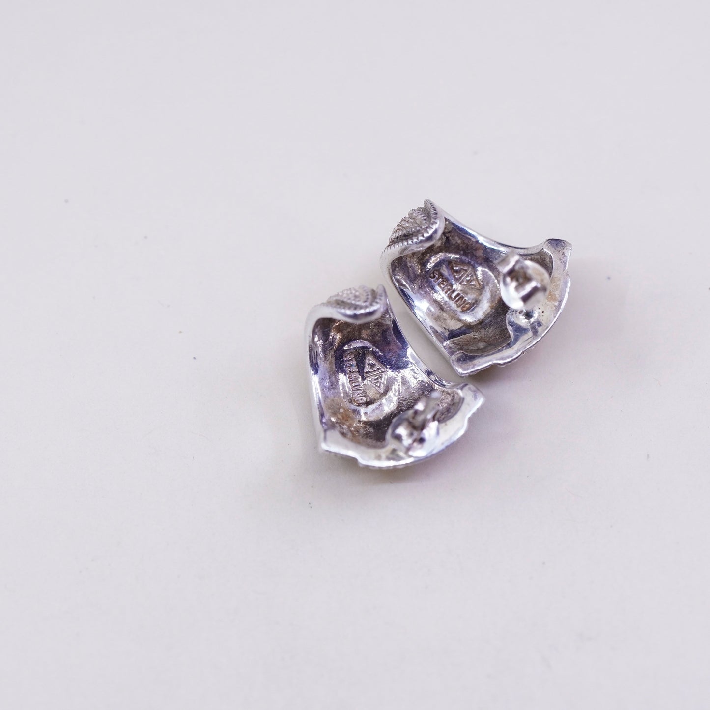 Judith Jack Sterling 925 silver Huggie hoops earrings with Marcasite and Cz