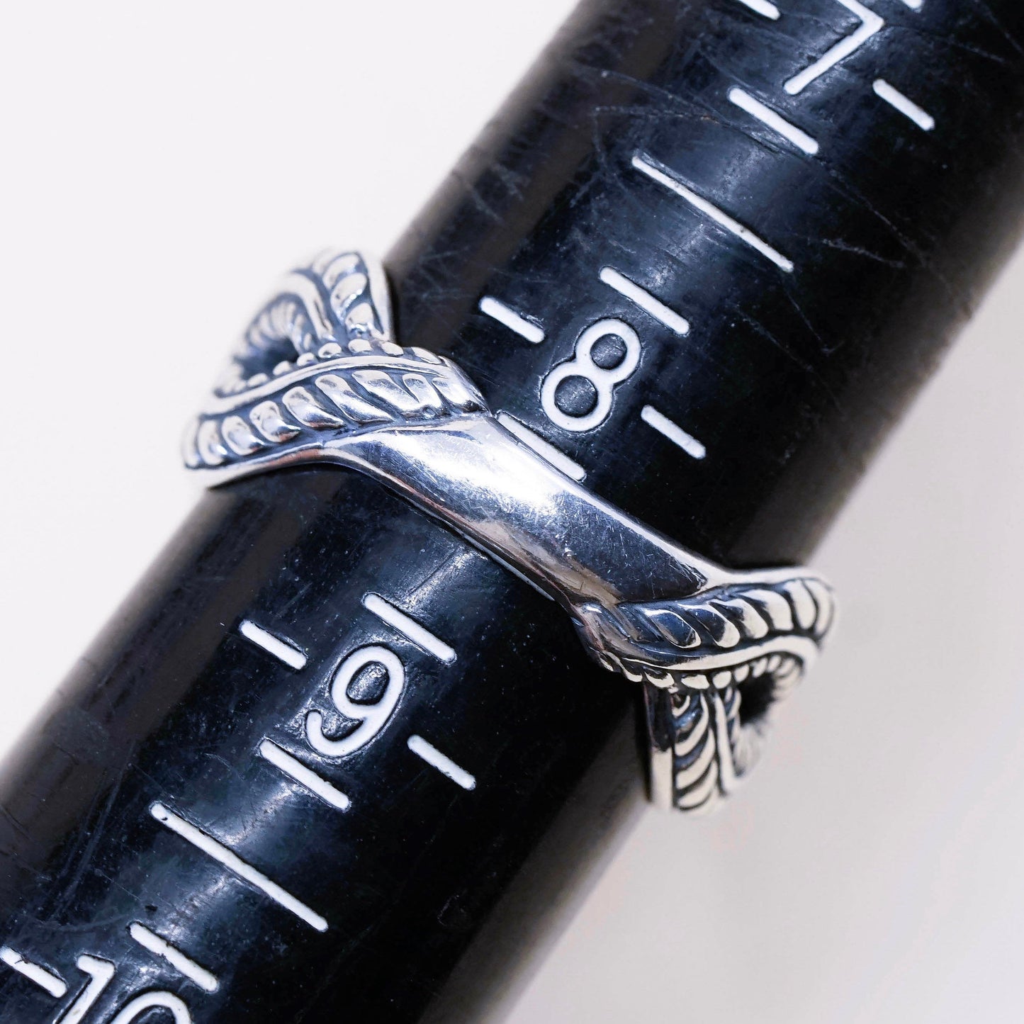 sz 8.5, vtg relios carolyn pollack sterling 925 silver ring w/ agate N cable