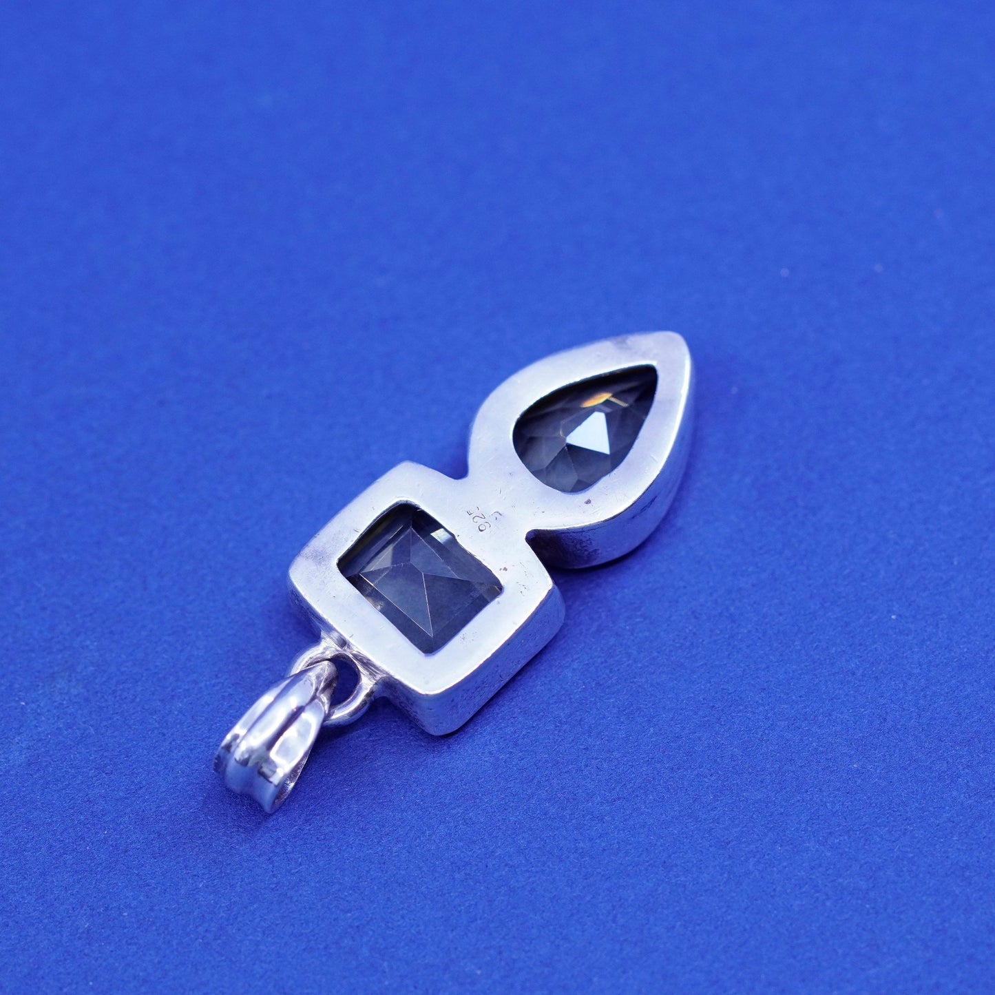 Vintage Sterling 925 silver handmade pendant with crystal and teardrop citrine