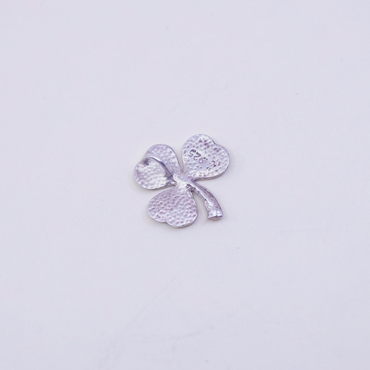 Vintage sterling silver handmade pendant, textured 925 clover