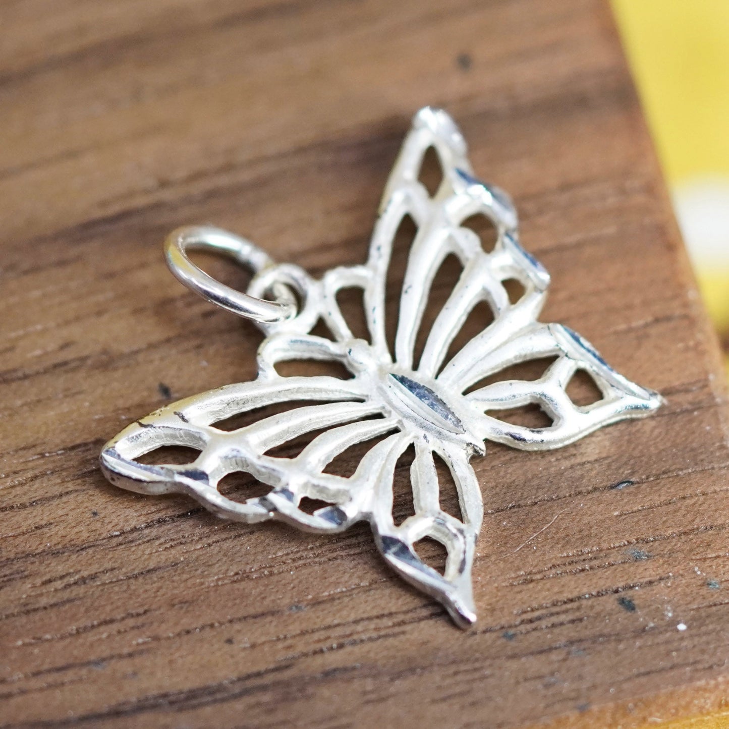 Vintage Sterling silver handmade pendant, 925 butterfly charm