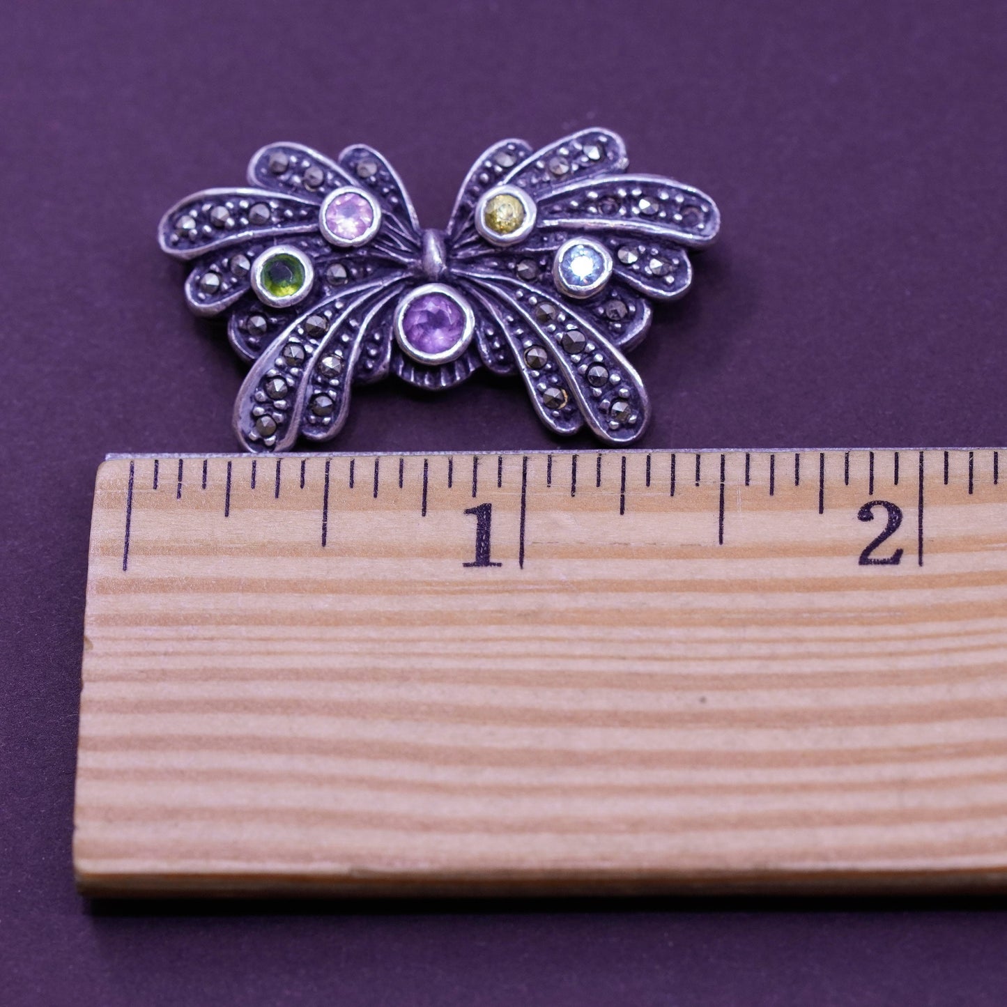 Vintage antique Art Deco southwestern sterling 925 silver butterfly brooch