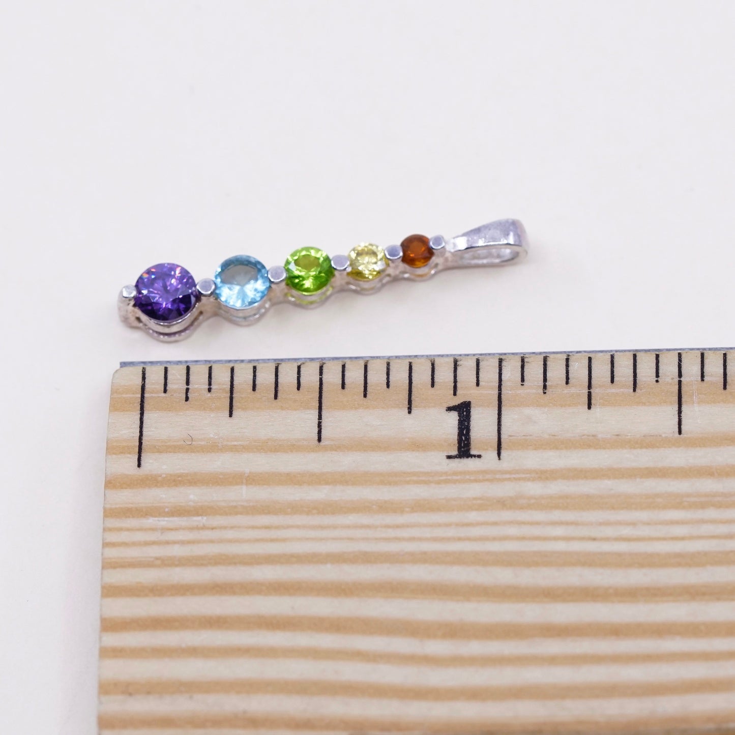 Sterling silver pendant, solid 925 silver with amethyst ruby citrine peridot