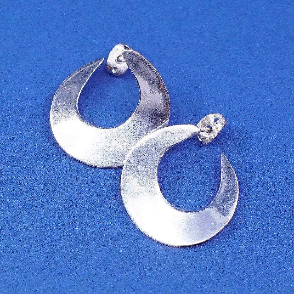 1”, Sterling silver handmade earrings, 925 square hoops