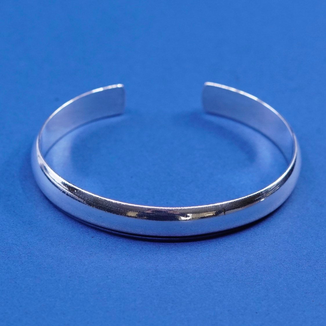 6.5", vtg sterling silver handmade bracelet, modern 925 cuff, stamped 925