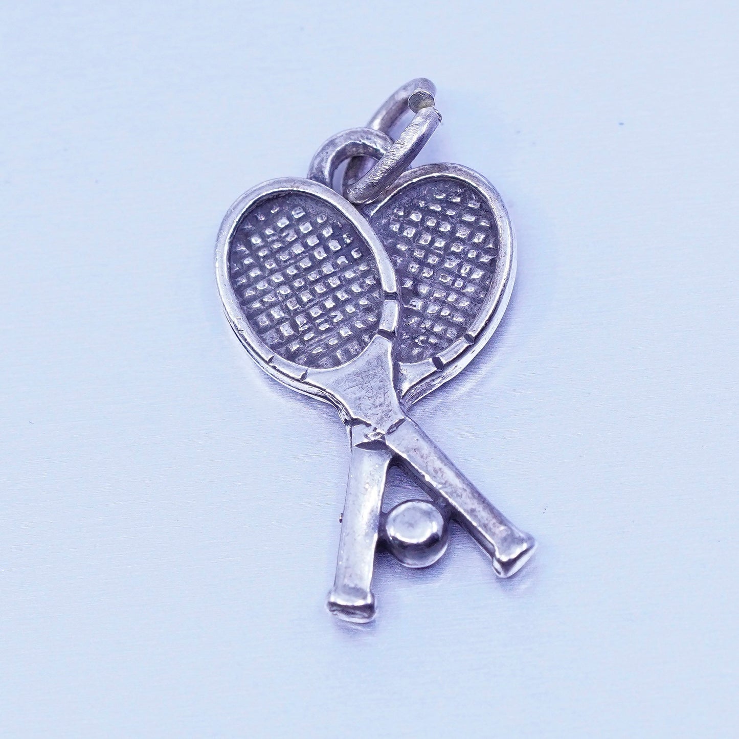 Antique Sterling silver handmade 925 tennis racket charm pendant