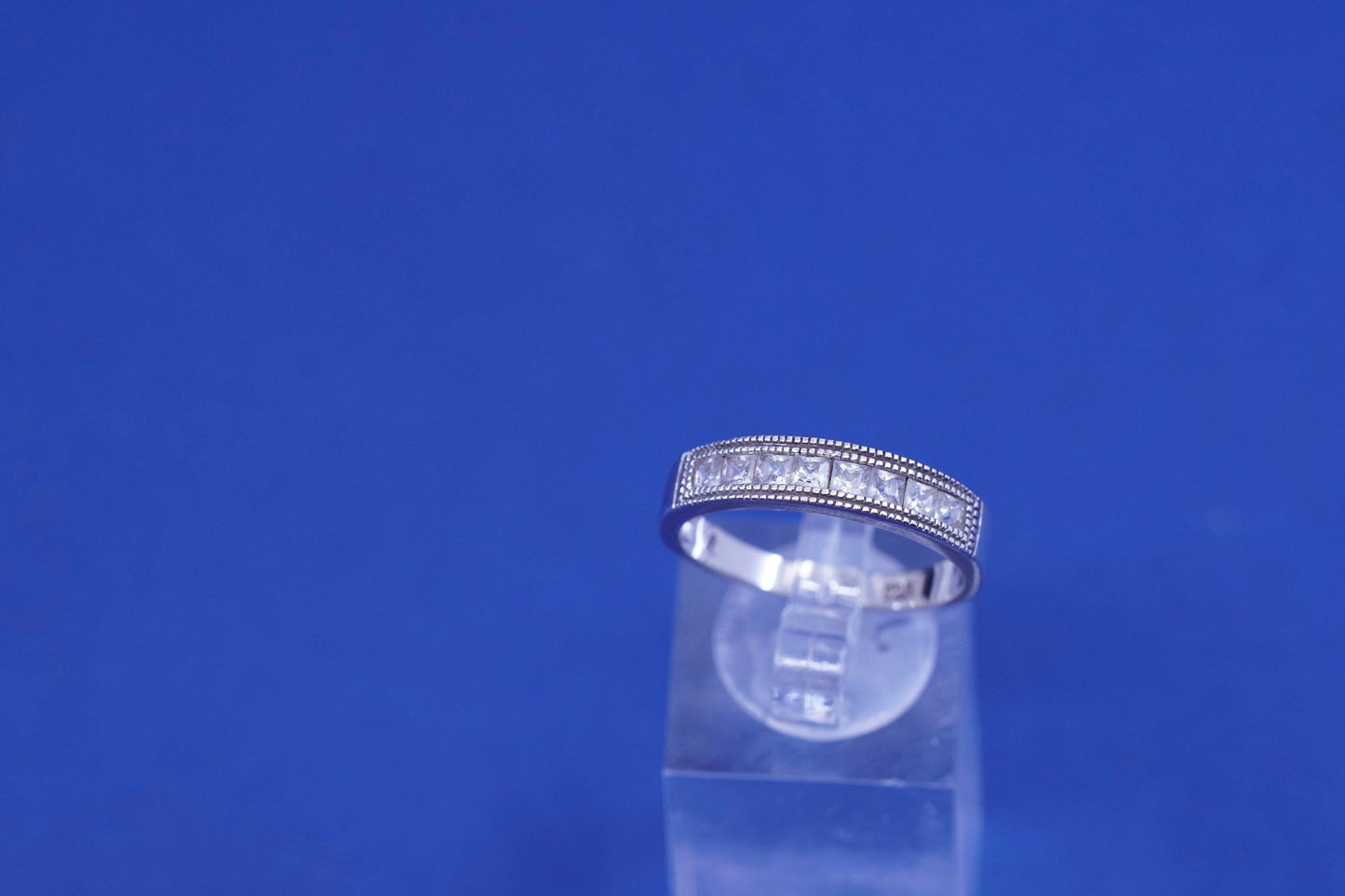 Size 9.5, vintage Sterling silver handmade ring, solid 925 silver band with cz